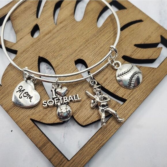 Softball Mom Expandable Charm Bracelet - Picture 7 of 11